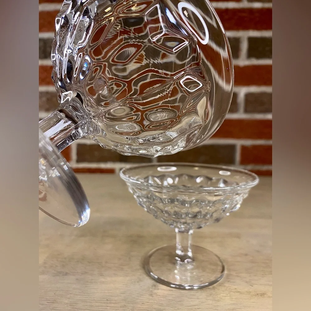 Vintage‎ Set Of 2 Fostoria ‘American Clear Low’ Sherbet Glass Cubist 3 3/8”H